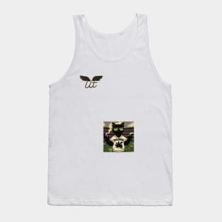 LitQ - Black Anime Cat smoking weed football inspired print Tank Top